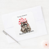 ラクおもしろいーン動物の吹キス蔵書票アート スクエアシール (封筒)