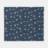 ラクおもしろいーン愛好家ギフト フリースブランケット (正面(横))