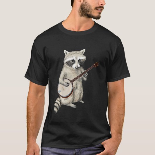 ラクおもしろいーン遊ズ・バンジョギターレトロRacoon Tr Tシャツ (正面)