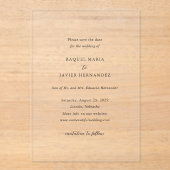 ラクエルクラシックエレガントな結婚式の日付を保存 アクリル招待状 (正面)