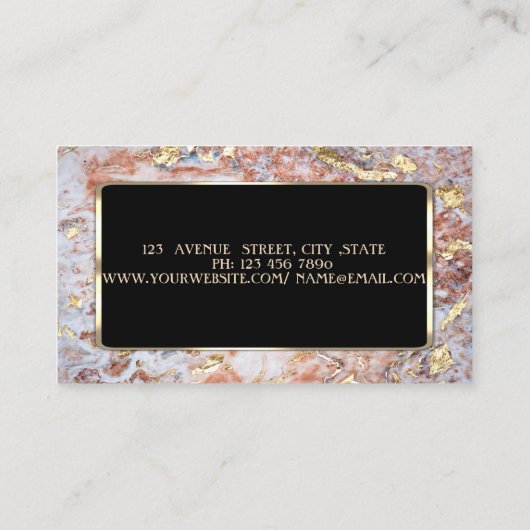ラクエレガントジュアスタイリッシュクモダン、ロータスグリッター大理石 名刺 (裏面)