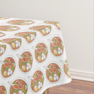 ラクサスパイシーマレーシアのココナッツヌードルスープ食品 テーブルクロス