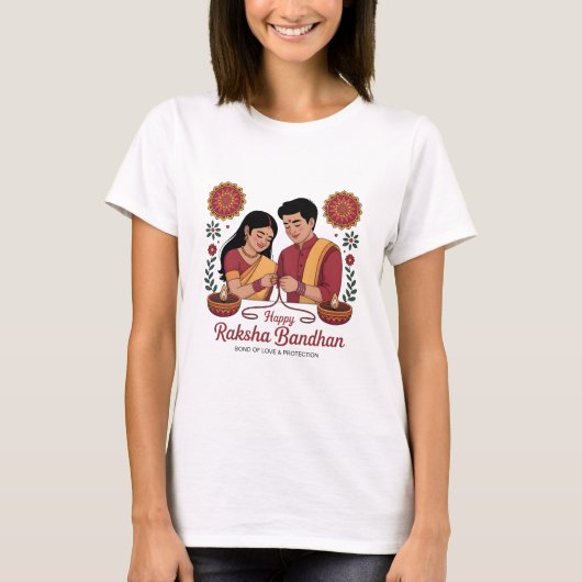 ラクシャバンダンの女性用基本Tシャツ Tシャツ (正面)