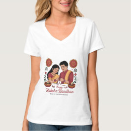 ラクシャ・バンダンの女性用VネックTシャツ Tシャツ