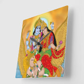 ラクシュミー・ナーラヤナ時計 - 神聖な壁の装飾とホームD スクエア壁時計 (傾斜)