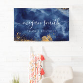 ラクセネービーブルー金ゴールド水彩ビジネスサロンショップ 横断幕 (インサイチュ)