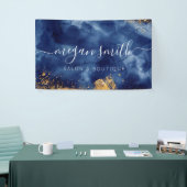 ラクセネービーブルー金ゴールド水彩ビジネスサロンショップ 横断幕 (トレードショー)