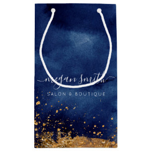 ラクセネービーブルー金ゴールド買い物袋抱き枕 スモールペーパーバッグ