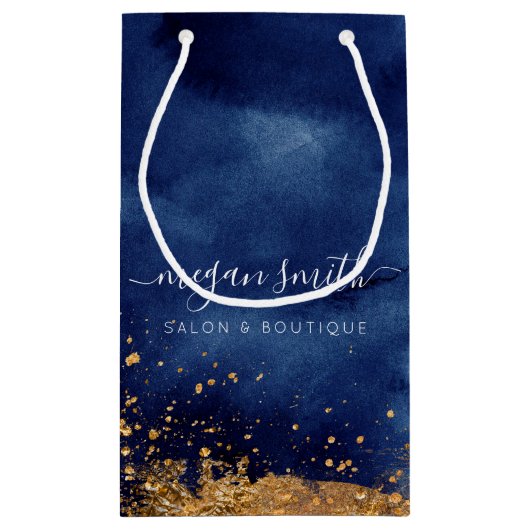 ラクセネービーブルー金ゴールド買い物袋抱き枕 スモールペーパーバッグ (裏面)