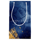 ラクセネービーブルー金ゴールド買い物袋抱き枕 スモールペーパーバッグ (正面)