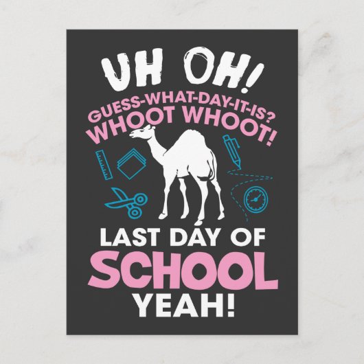 ラクダそれが学校の最後の日である何日を推測 ポストカード (正面)