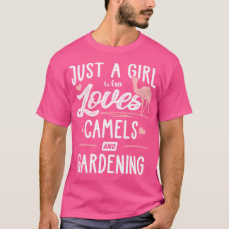 ラクダとガーデニングが好きな女の子ギフト 女性用 Tシャツ