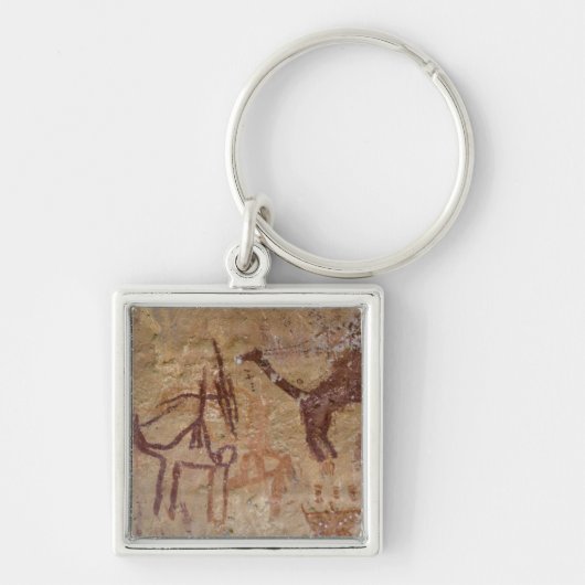 ラクダと共に描かれた古代の岩絵と キーホルダー (正面)