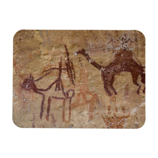 ラクダと共に描かれた古代の岩絵と マグネット (横)