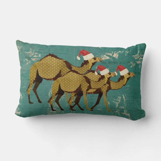 ラクダのクリスマスの青い腰神経の枕 ランバークッション (裏面)