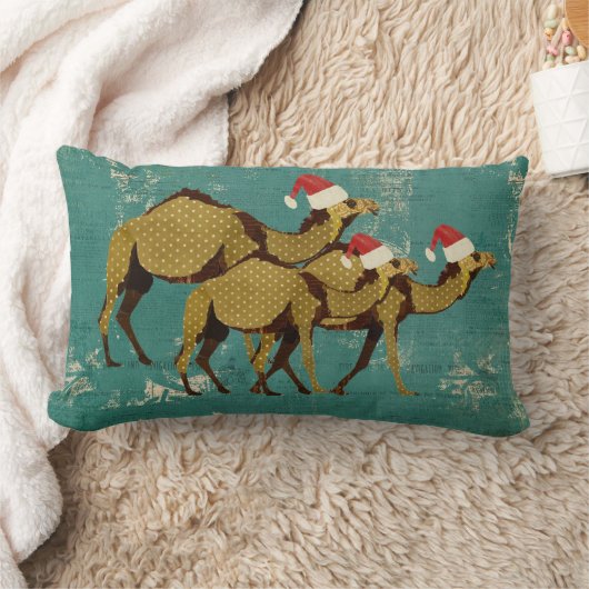 ラクダのクリスマスの青い腰神経の枕 ランバークッション (ブランケット)
