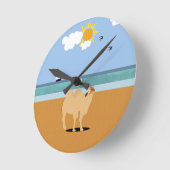 ラクダのビーチ ラウンド壁時計 (傾斜)