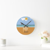 ラクダのビーチ ラウンド壁時計 (ホーム)