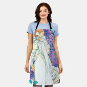 ラクダのレディーアルフォンスミュシャ エプロン (着用した状態)