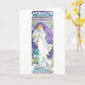 ラクダのレディーアルフォンスミュシャ カード (黄色い花)