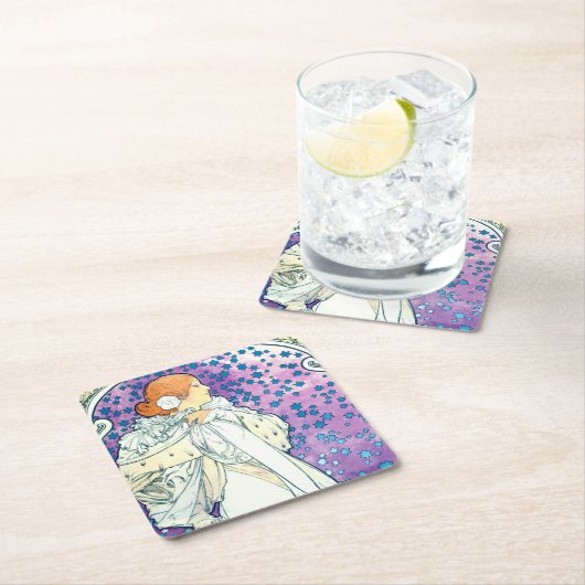 ラクダのレディーアルフォンスミュシャ スクエアペーパーコースター (インサイチュ)