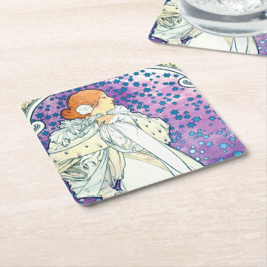 ラクダのレディーアルフォンスミュシャ スクエアペーパーコースター (アングル)