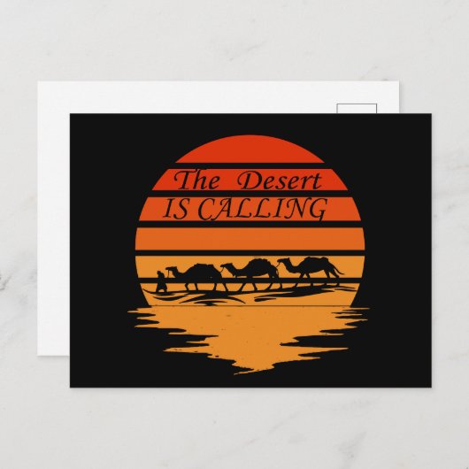 ラクダの夕焼けヴィンテージ シーズンポストカード (正面/裏面)