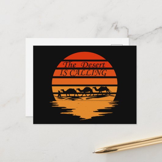 ラクダの夕焼けヴィンテージ シーズンポストカード (正面/裏面インサイチュ)