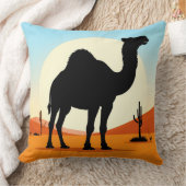 ラクダの孤独 砂漠の夕日 トラベルシーン 🐪 クッション (ブランケット)