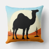 ラクダの孤独 砂漠の夕日 トラベルシーン 🐪 クッション (裏面)