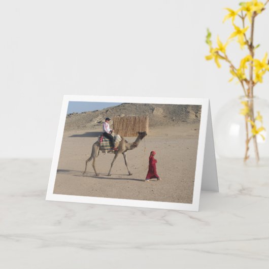 ラクダの少女 カード (黄色い花)