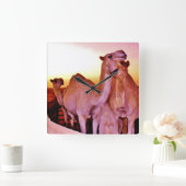 ラクダの愛 スクエア壁時計 (ホーム)