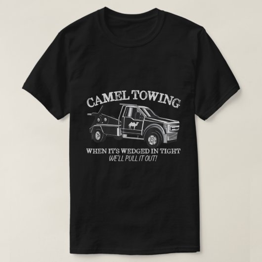 ラクダの牽引 ふざけた大人ユーモアTシャツ Tシャツ (デザイン正面)
