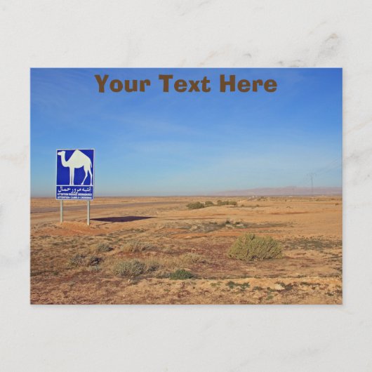 ラクダの看板、チュニジアのカスタマイズ可能なポストカード ポストカード (正面)