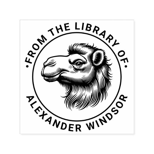 ラクダの頭の絵 「〇〇の蔵書から」 セルフインキングスタンプ (デザイン)