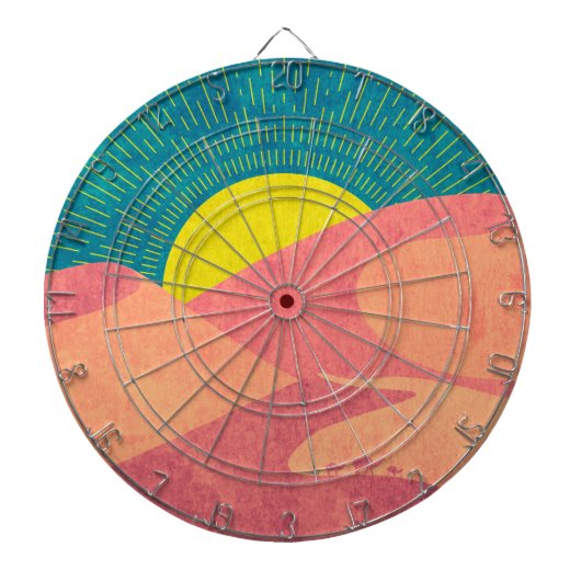 ラクダは砂漠で砂丘を横切る ダーツボード (正面)