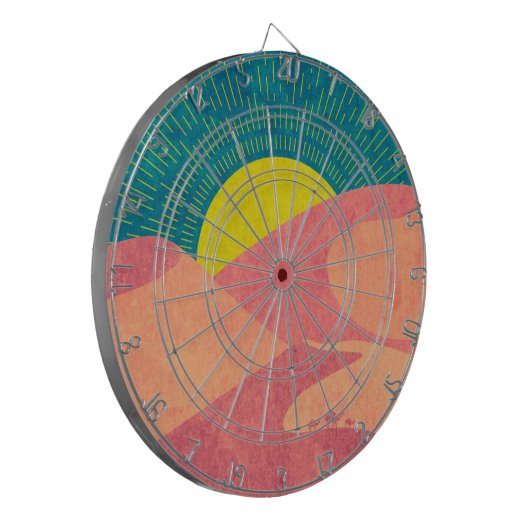 ラクダは砂漠で砂丘を横切る ダーツボード (正面左)