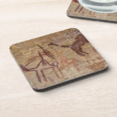 ラクダやラクダを使った先史時代の岩壁画 コースター (左側)