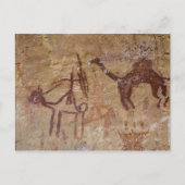 ラクダやラクダを使った先史時代の岩壁画 ポストカード (正面)