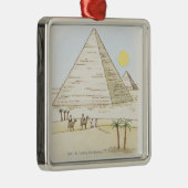 ラクダを持つピラミッドそして人のイラストレーション メタルオーナメント (右)