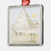 ラクダを持つピラミッドそして人のイラストレーション メタルオーナメント (左)