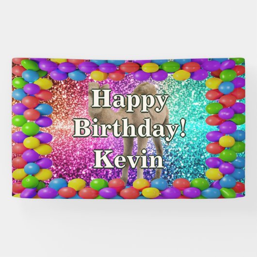 ラクダパーソナライズされたキャラクター誕生日バナー 横断幕 (横)