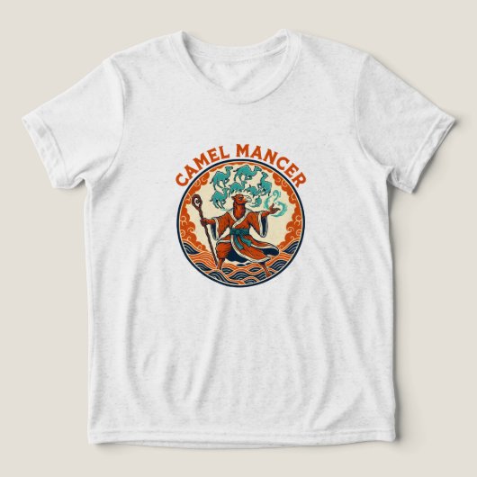 ラクダ使いの魔法使い 砂漠の幻想的な神秘芸術 トライブレンドTシャツ (デザイン正面)