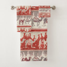 ラクダ列車、ラクダ模様、ラクダプリント バスタオルセット