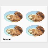 ラクダ動物ポートレート写真 楕円形シール (シート)