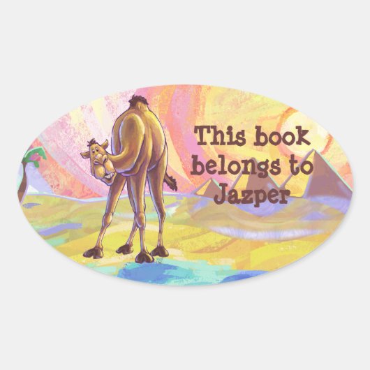 ラクダ文房具 楕円形シール (正面)