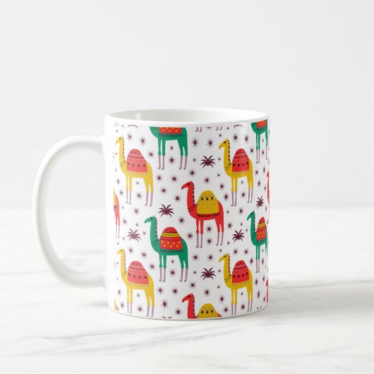 ラクダ模様フラットカラーデザイン コーヒーマグカップ (左)