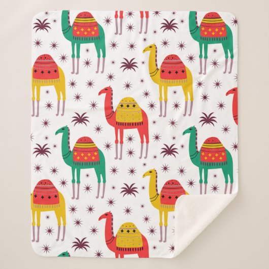 ラクダ模様フラットカラーデザイン シェルパブランケット (正面)