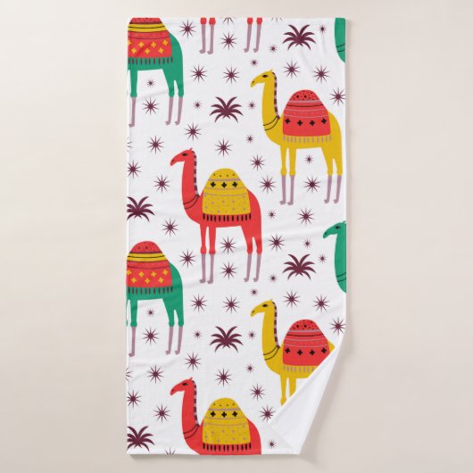 ラクダ模様フラットカラーデザイン バスタオル (バスタオル)