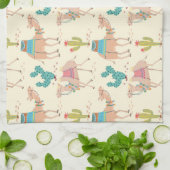 ラクダ模様、サボテン模様、砂漠プリント キッチンタオル (折り畳み)